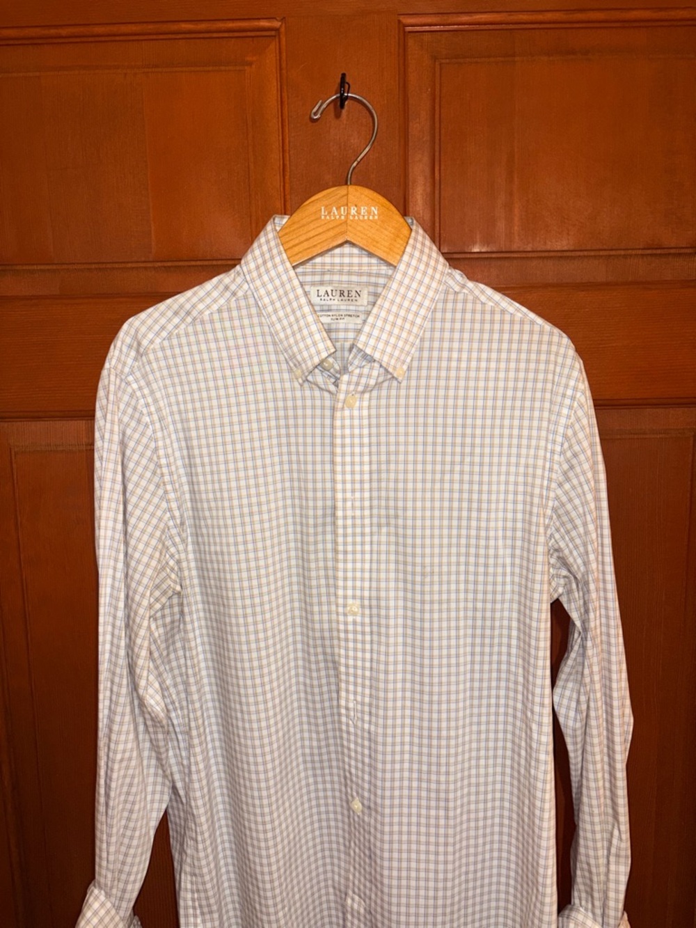 Ralph Lauren Men's White and Light Blue Micro Check Dress Shirt